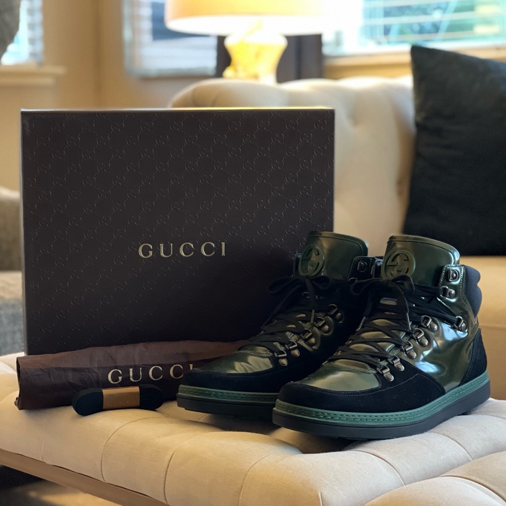 Gucci Softy Tek Black/Green High Top Sneaker